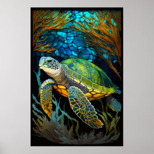 Honu har fastsatt glas Vatten Poster