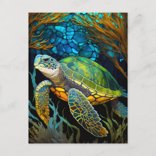 Honu har fastsatt glas Vatten Vykort