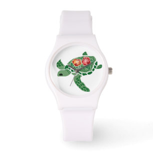 Honu havssköldpadda med hibiskusklockan armbandsur