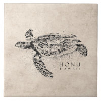 Honu hawaiansk havssköldpadda på vintageParchment