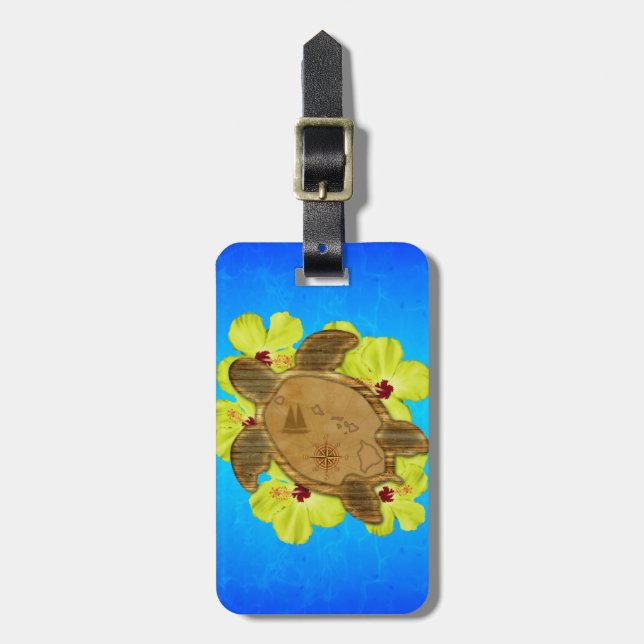Honu hawaiansk nautisk karta bagagebricka (Vertikal Framsida)