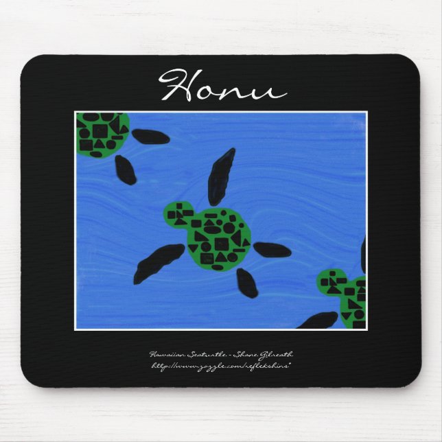 Honu hawaianska Seaturtle Mousepad Musmatta (Framsidan)