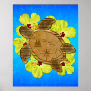 Honu Hawaiian Karta Poster