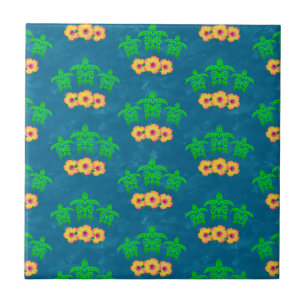 Honu Hawaiian Tribal Grönt Sea Turtles Kakelplatta