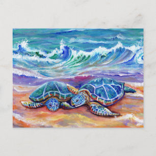 Honu Hugs och Kärlek vid Beach Hawaiian Postcard Vykort