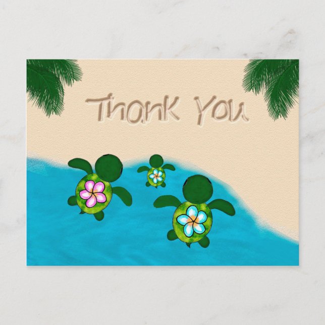 Honu Pojke Sea TURTLE Tack Boys Blue #281 Vykort (Framsida)