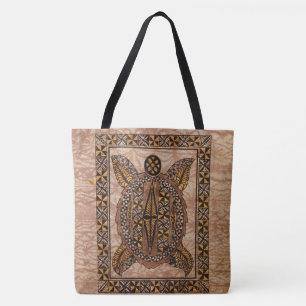 Honu Primitive Hawaiian Tatto Tapa Beach Bag Tygkasse