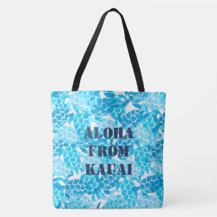 Honu Sea Turtle Hawaiian Monogram Aloha Beach Bag Tygkasse