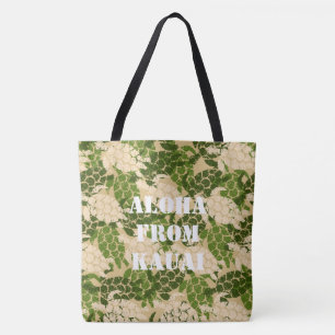 Honu Sea Turtle Hawaiian Monogram Aloha Beach Bag Tygkasse