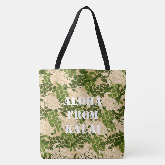 Honu Sea Turtle Hawaiian Monogram Aloha Beach Bag Tygkasse (Framsida)