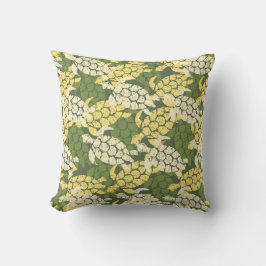 Honu Sea Turtle Hawaiian Reversible Outdoor Olive Utomhuskudde