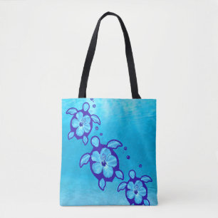 Honu Sea Turtles Flowers Tygkasse