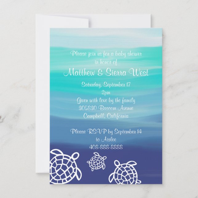 Honu Sea Turtles Par Baby Shower Inbjudningar (Framsida)