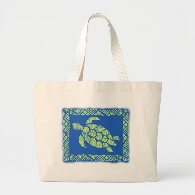 Honu Tapa Hawaiian Beach Bag Jumbo Tygkasse (Framsidan)