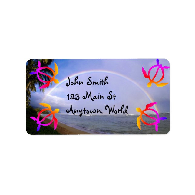 Honu Turtle Label Adressetikett (Framsidan)