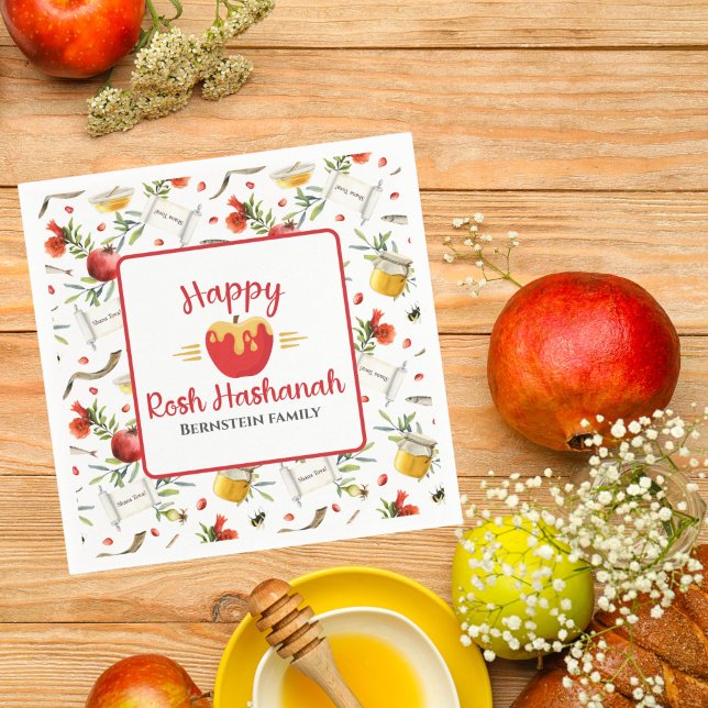 Honung Apple Jewish Lycklig Rosh Hashanah Pappersservett (Skapare uppladdad)