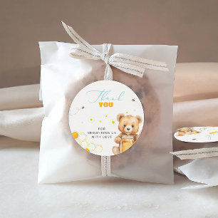 Honung Baby Bear Modern Baby Shower Tack Runt Klistermärke