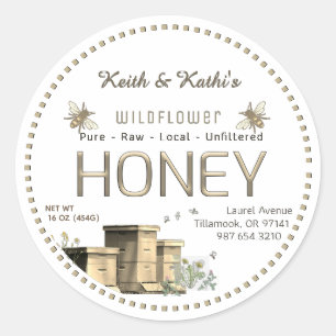 Honung Backyard Bees Hives och Little Bees Garden Runt Klistermärke