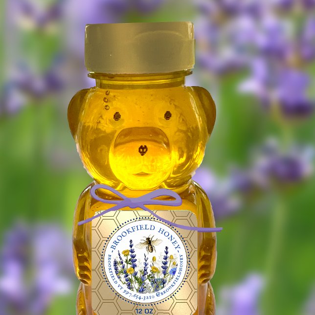 Honung Bear 8 eller 12 oz Etikett Wildblommor Bee  (Skapare uppladdad)