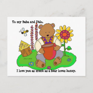 Honung Bear Ukrainska folkArt Vykort