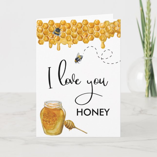 Honung Bee-årsdagen Kärlek du Kort (Framsida)