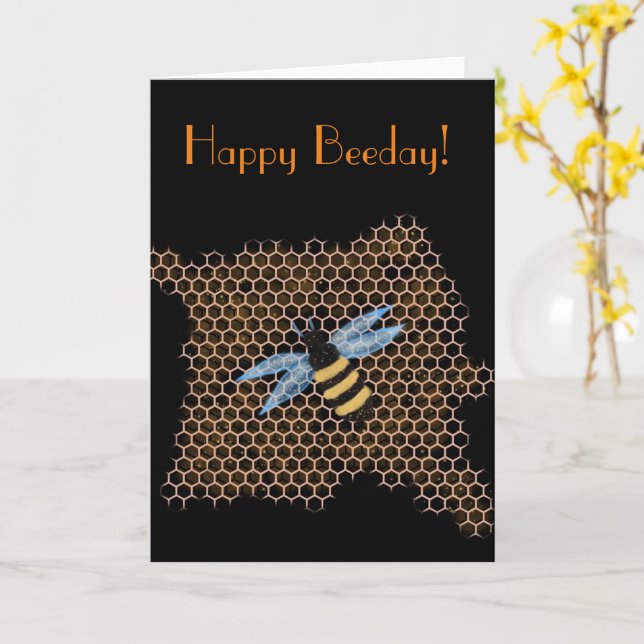 Honung Bee Birthday Kort (Gul blomma)