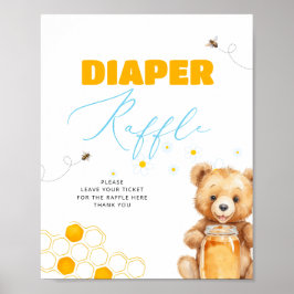 Honung Bee Boy Baby Shower Raffle Poster