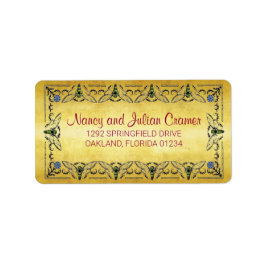 Honung Bee Gräns Faux Guld Löv Adress Adressetikett