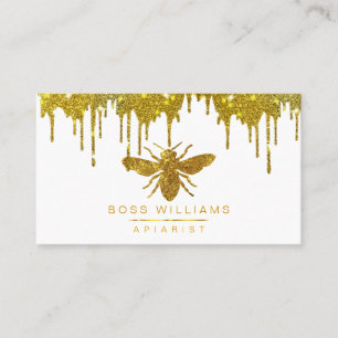 Honung Bee Guld Glitter Faux Apiarist Farm Visitkort