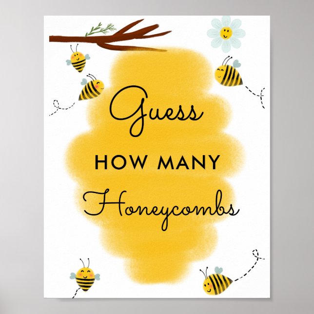 Honung Bee hur många honeycombs gissar. Poster (Framsidan)