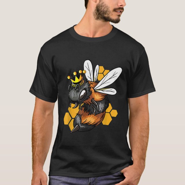Honung Bee Queen with Krona Beekeeper T Shirt (Framsida)