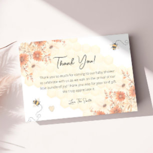 Honung Bee Wildblomma Kön Neutral Baby Shower Tack Kort
