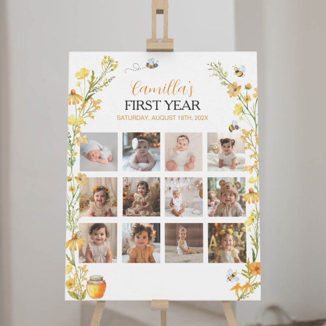 Honung Bee Wildblomme Första födelsedagstonens mil Poster (Skapare uppladdad)