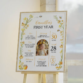 Honung Bee Wildblomme Första födelsedagstonens mil Poster