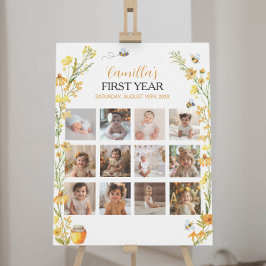 Honung Bee Wildblomme Första födelsedagstonens mil Poster