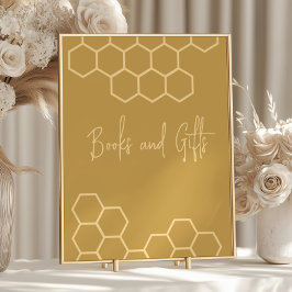 Honung Beige Baby Shower Bokar och Gifts Sign Poster