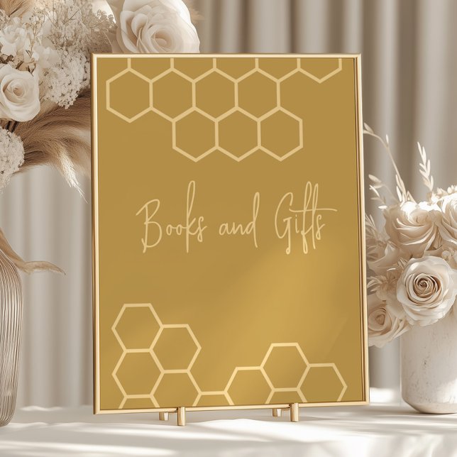 Honung Beige Baby Shower Bokar och Gifts Sign Poster (Skapare uppladdad)