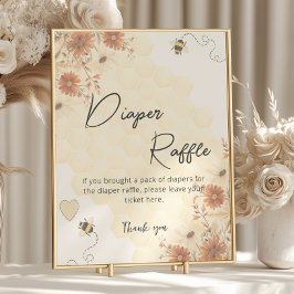 Honung Boho WildblomBaby Shower Diaper Raffle Poster