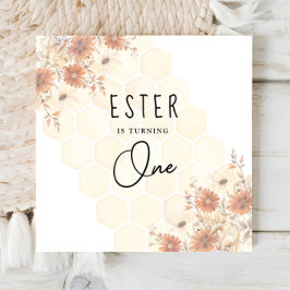 Honung Boho WildblommGender Neutral Birthday Pappersservett