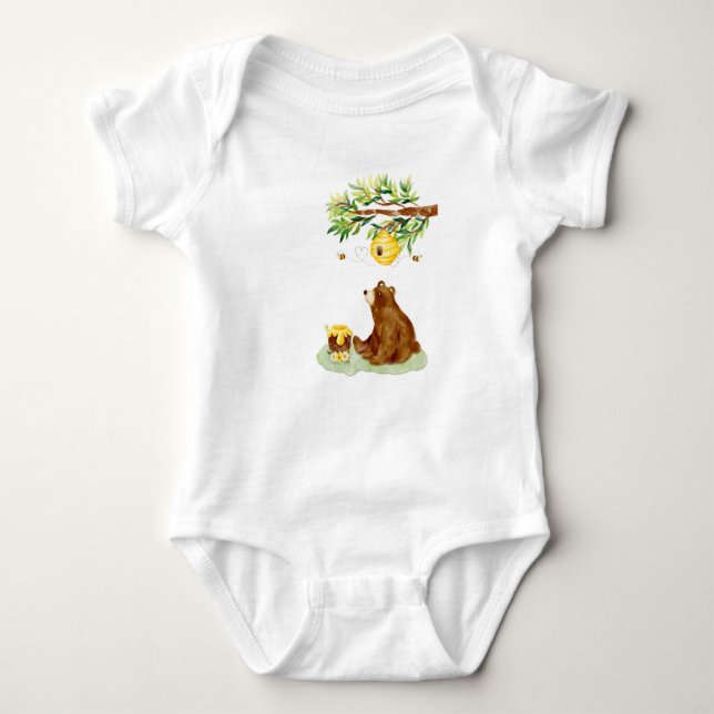Honung Brown Bear och Beehive T Shirt (Framsida)