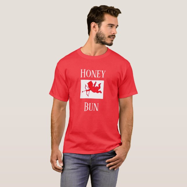 Honung Bun Valentine Day Manar Helgdag Gift T Shirt (Hel framsida)