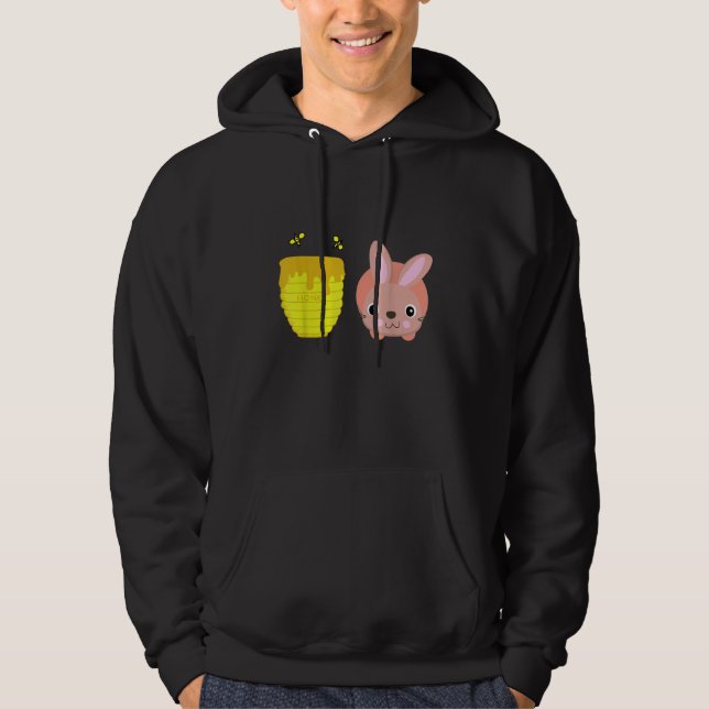 Honung Bunny Cute & Funny Rabbit Djur älskare Hoodie (Framsida)