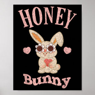 Honung Bunny Retro Påsk Cute Rabbit Women Girls K Poster