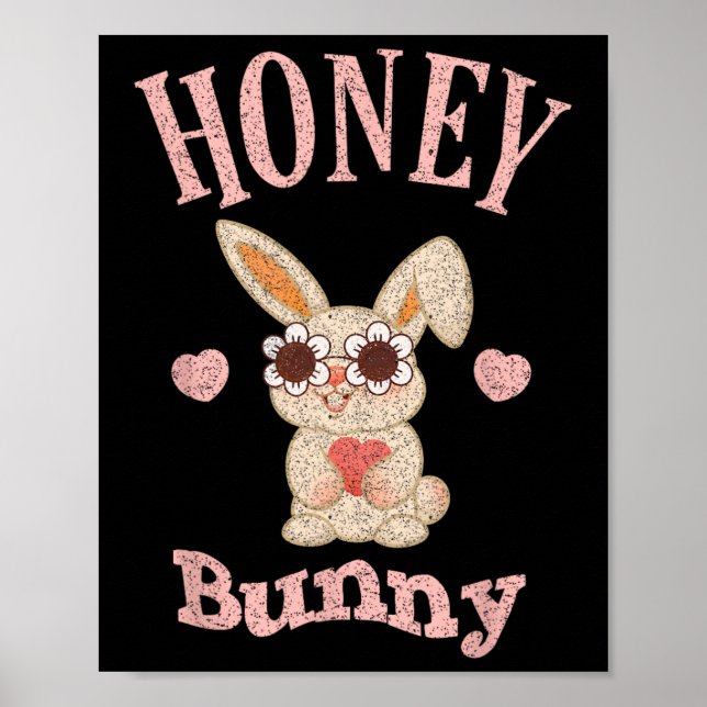 Honung Bunny Retro Påsk Cute Rabbit Women Girls K Poster (Framsidan)