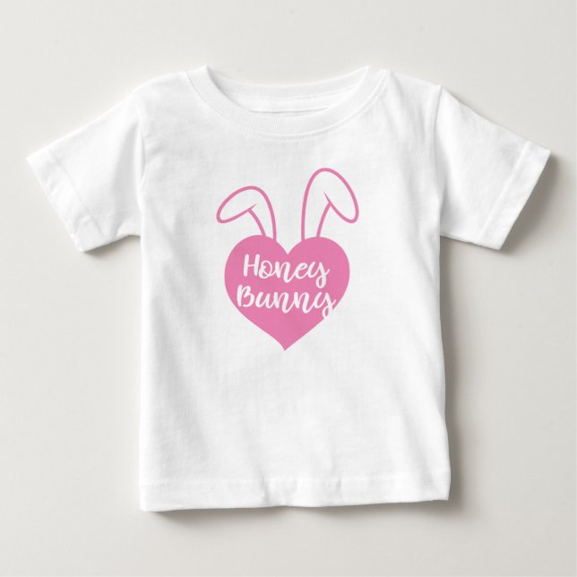 Honung Bunny rosa hjärta T Shirt (Framsida)
