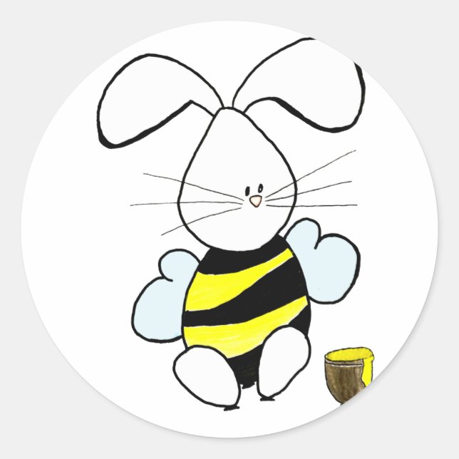 Honung Bunny Stickers Runt Klistermärke (Framsida)