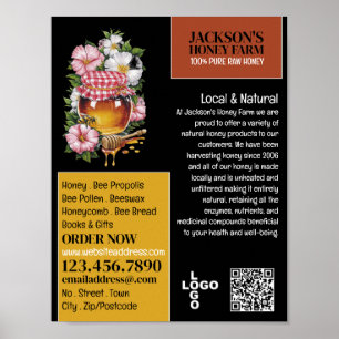 Honung Burk - Beeyard, honungsfarmsreklam Poster