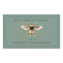 Honung Burk-etikett Honeybee Apiary Dusty Grönt