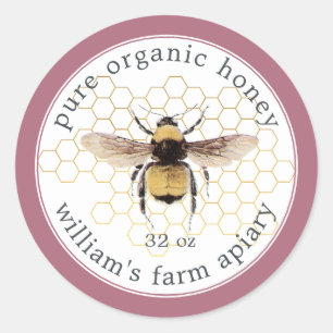 Honung Burk-etikett Honeybee Apiary Honeycomb Cass Runt Klistermärke