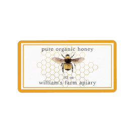 Honung Burk-etikett Honeybee Apiary Honeycomb Gult Adressetikett